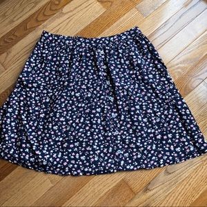 Hollister mini skirt Navy pink cream floral Sz L